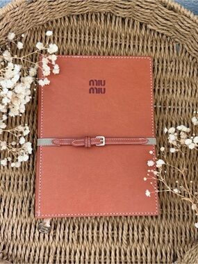 Miu Miu Terracotta Leather Notebook Cover with Belt
